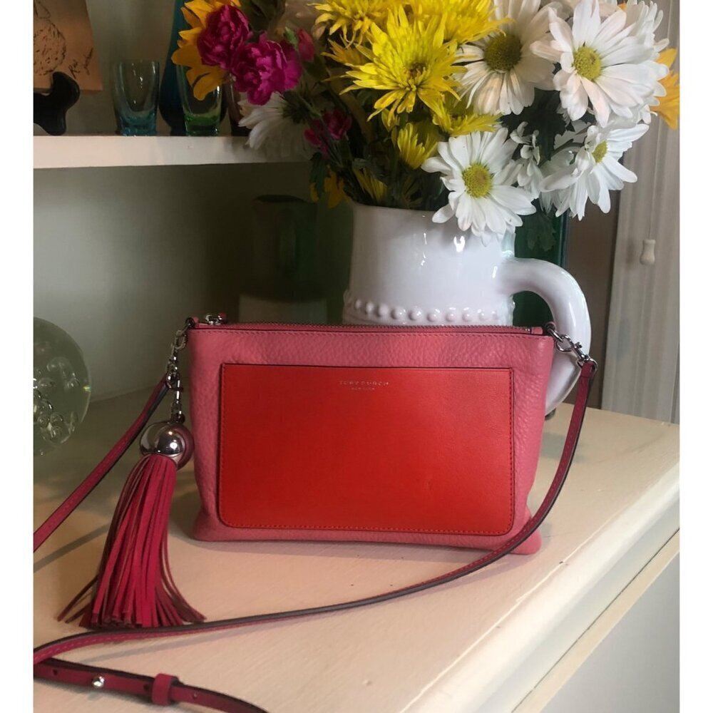 Tory Burch Color Block Leather Crosssbody Bag with Tassel